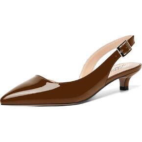 ROSERWISH Womens Pointed Toe Dress Slingback Wedding Patent Buckle Stylish Kitten Low Heel Pumps Shoes 1.5 Inch
