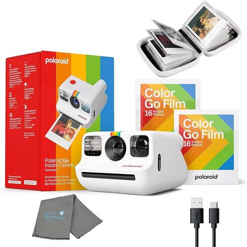 Polaroid Generation 2 Go Instant Mini Camera Starter Set, Black Instant Camera with 32 Polaroid Go Color Instant Film & Black Photo Album Bundle, with a Lens Cleaning Cloth in Saudi Arabia