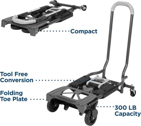 COSCO 12223BLK1E Shifter 2 في 1 شاحنة/عربة يدوية قابلة للطي مع لوحة كبيرة لأصابع القدم، أسود in Kuwait