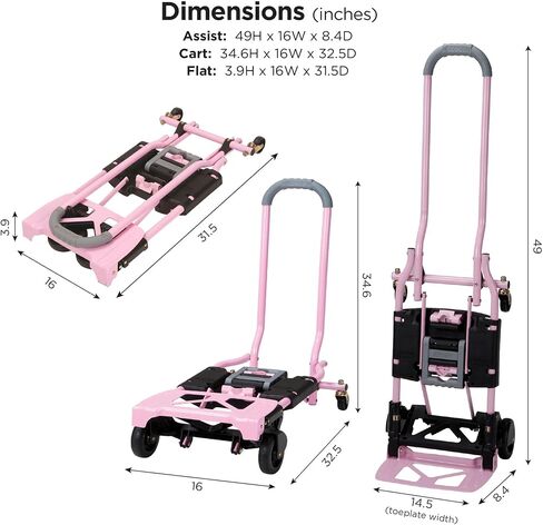 COSCO 12223BLK1E Shifter 2 في 1 شاحنة/عربة يدوية قابلة للطي مع لوحة كبيرة لأصابع القدم، أسود in Kuwait