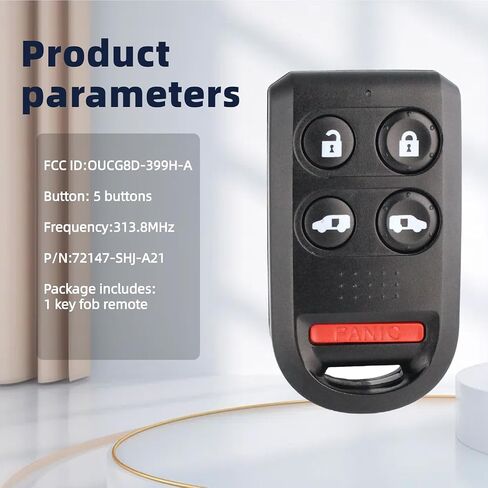 Key Fob Replacement Compatible with Honda Odyssey 2005 2006 2007 2008 2009 2010 Keyless Entry Remote Car Key OUCG8D-399H-A 72147-SHJ-A21 （5 Buttons） in Kuwait