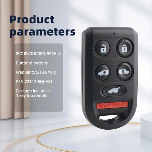 Key Fob Replacement Compatible with Honda Odyssey 2005 2006 2007 2008 2009 2010 Keyless Entry Remote Car Key OUCG8D-399H-A 72147-SHJ-A21 （5 Buttons） in Kuwait