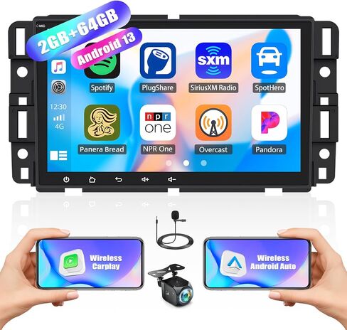 [1+32G] Android 13 Car Stereo for GMC Sierra Chevy Silverado Yukon Chevrolet Buick with Mirror Link,8 Inch Touch Screen Car Radio with Bluetooth FM/RDS Radio WiFi GPS Dual USB +Backup Camera in Saudi Arabia