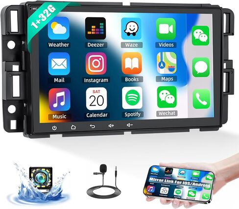 [1+32G] Android 13 Car Stereo for GMC Sierra Chevy Silverado Yukon Chevrolet Buick with Mirror Link,8 Inch Touch Screen Car Radio with Bluetooth FM/RDS Radio WiFi GPS Dual USB +Backup Camera in Saudi Arabia