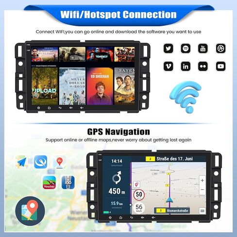 [1+32G] Android 13 Car Stereo for GMC Sierra Chevy Silverado Yukon Chevrolet Buick with Mirror Link,8 Inch Touch Screen Car Radio with Bluetooth FM/RDS Radio WiFi GPS Dual USB +Backup Camera in Saudi Arabia