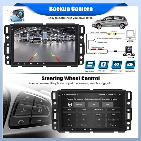 [1+32G] Android 13 Car Stereo for GMC Sierra Chevy Silverado Yukon Chevrolet Buick with Mirror Link,8 Inch Touch Screen Car Radio with Bluetooth FM/RDS Radio WiFi GPS Dual USB +Backup Camera in Saudi Arabia