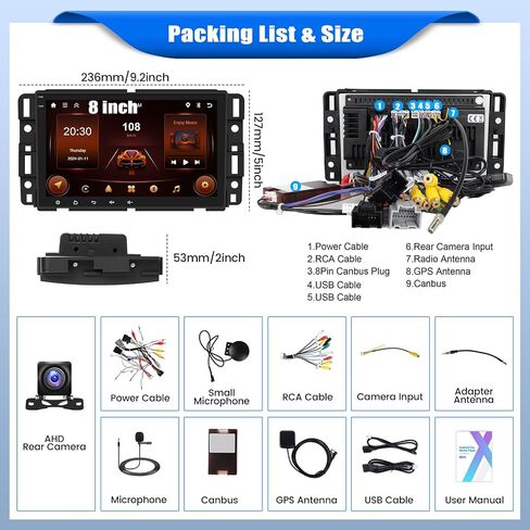 [1+32G] Android 13 Car Stereo for GMC Sierra Chevy Silverado Yukon Chevrolet Buick with Mirror Link,8 Inch Touch Screen Car Radio with Bluetooth FM/RDS Radio WiFi GPS Dual USB +Backup Camera in Saudi Arabia