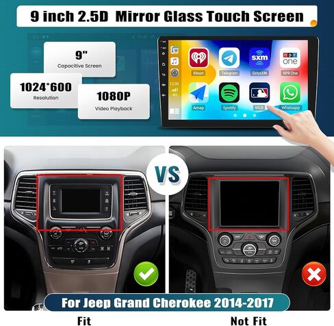 UNITOPSCI 2G+64G Android 13 راديو ستيريو للسيارة لسيارة Jeep Grand Cherokee 2014-2017 ترقية CarPlay Android Auto 9 بوصة تعمل باللمس GPS Navigation Bluetooth FM/RDS WiFi HiFi SWC + ميكروفون كاميرا احتياطية in Saudi Arabia