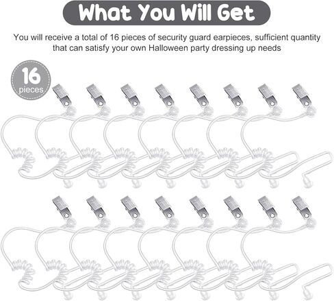 16 قطعة من قطعة أذن حارس أمن الخدمة السرية للهالوين، سماعة أذن للخدمة السرية، سماعة أذن للعميل السري، سماعة أذن زي للأطفال والكبار in Kuwait