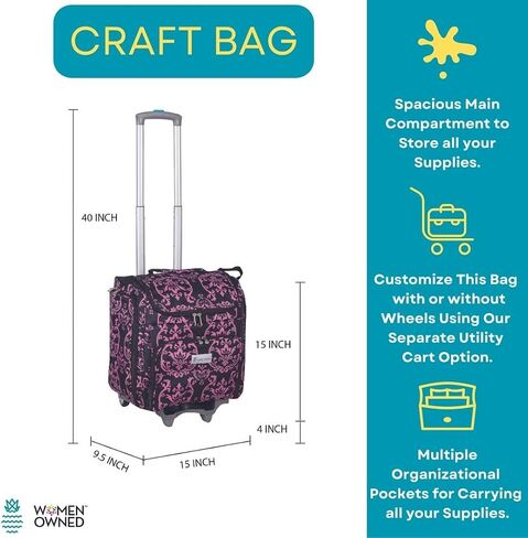 Crafter’s Tote Bag Organizer, Storage Bag for Craft Supply, and Scrapbooking Carrier w/Handle and Wheels in Saudi Arabia