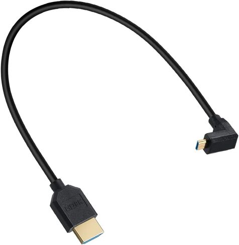 MysRuida 1ft 8K Micro HDMI 2.1 إلى HDMI 2.1 كابل، زاوية 90 درجة لأسفل 8K Micro HDMI ذكر إلى 8K HDMI ذكر كابل محول، OD 4 مم رفيع للغاية HDMI 2.1 إصدار 8K كابل، 8k@60HZ in Kuwait