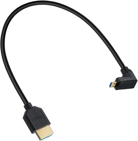 MysRuida 1ft 8K Micro HDMI 2.1 إلى HDMI 2.1 كابل، زاوية 90 درجة لأسفل 8K Micro HDMI ذكر إلى 8K HDMI ذكر كابل محول، OD 4 مم رفيع للغاية HDMI 2.1 إصدار 8K كابل، 8k@60HZ in Kuwait