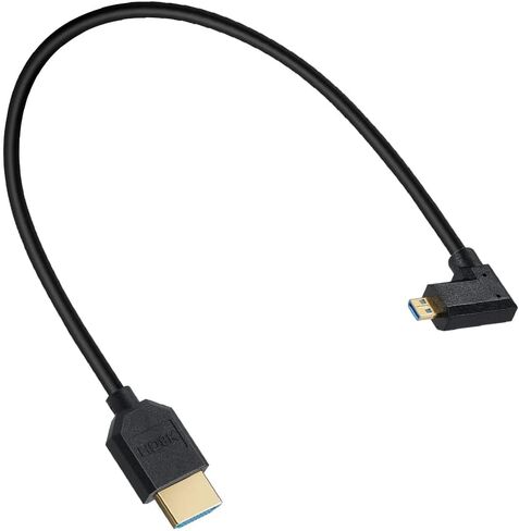 MysRuida 1ft 8K Micro HDMI 2.1 إلى HDMI 2.1 كابل، زاوية 90 درجة لأسفل 8K Micro HDMI ذكر إلى 8K HDMI ذكر كابل محول، OD 4 مم رفيع للغاية HDMI 2.1 إصدار 8K كابل، 8k@60HZ in Kuwait