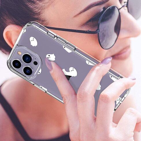 حافظة LUHOURI لهاتف iPhone 15 Pro Max مع واقي شاشة - غطاء متين شفاف للغاية - تصميمات عصرية للنساء والفتيات - حافظة هاتف واقية مقاومة للصدمات مقاس 6.7 بوصات، أشباح صغيرة in Saudi Arabia