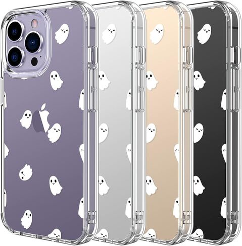 حافظة LUHOURI لهاتف iPhone 15 Pro Max مع واقي شاشة - غطاء متين شفاف للغاية - تصميمات عصرية للنساء والفتيات - حافظة هاتف واقية مقاومة للصدمات مقاس 6.7 بوصات، أشباح صغيرة in Saudi Arabia