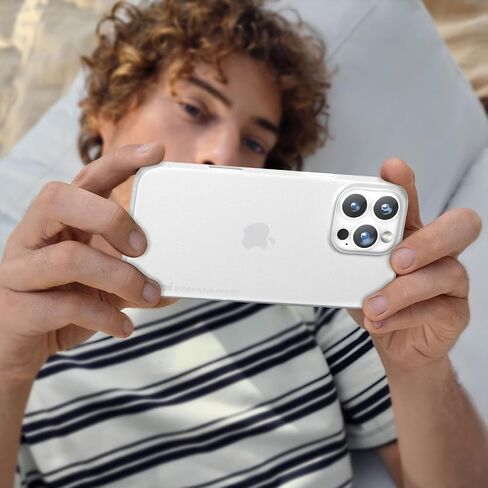 memumi for iPhone 16 Pro Max Ultra Thin Case, Camera Lens Cover Full Protection 0.3mm Lightweight Matte Finish Coating Hard Slim Case for iPhone 16 Pro Max Minimalist Design, Semi-Translucent White in Saudi Arabia