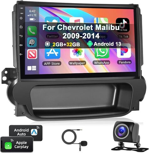 Podofo 2G+64G Car Stereo for Chevrolet Malibu 2009-2014 with Wireless Carplay & Android Auto, 9 Inch Touchscreen Car Radio with Bluetooth/GPS/WiFi/SWC/FM&RDS Radio + AHD Backup Camera + MIC in Saudi Arabia
