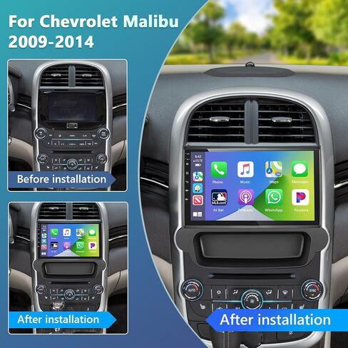 Podofo 2G+64G Car Stereo for Chevrolet Malibu 2009-2014 with Wireless Carplay & Android Auto, 9 Inch Touchscreen Car Radio with Bluetooth/GPS/WiFi/SWC/FM&RDS Radio + AHD Backup Camera + MIC in Saudi Arabia