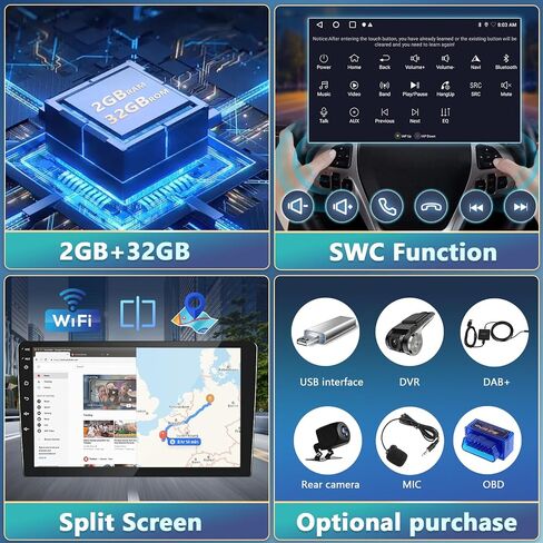 Podofo 2G+64G Car Stereo for Chevrolet Malibu 2009-2014 with Wireless Carplay & Android Auto, 9 Inch Touchscreen Car Radio with Bluetooth/GPS/WiFi/SWC/FM&RDS Radio + AHD Backup Camera + MIC in Saudi Arabia