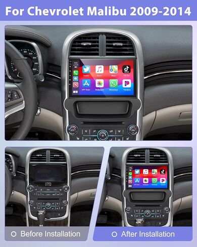 ستيريو سيارة Podofo 2G+64G لسيارة شيفروليه ماليبو 2009-2014 مع Carplay اللاسلكي وAndroid Auto، راديو سيارة بشاشة لمس 9 بوصة مع بلوتوث/GPS/WiFi/SWC/FM&RDS + كاميرا احتياطية AHD + ميكروفون in Saudi Arabia