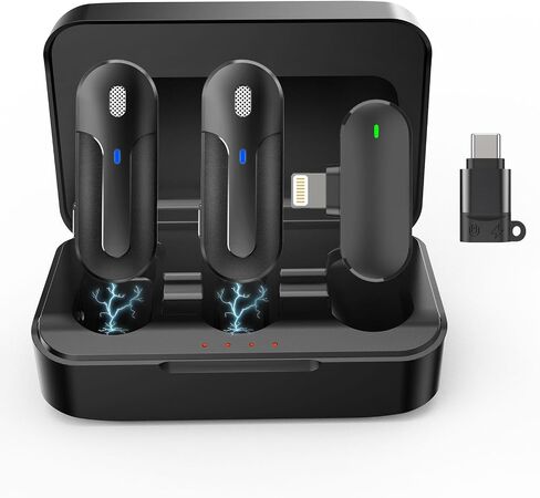 ميكروفون MAXTOP 393FT Lavalier Pro: ميكروفونات مزدوجة لاسلكية 2.4G لهواتف iPhone وAndroid والكاميرا - تقليل الضوضاء، مثالي لمدونات الفيديو، YouTube، TikTok - غطاء مقاوم للرياح للحصول على صوت خارجي فائق in Saudi Arabia