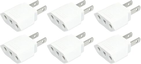 6pcs US/EU American Socket Adapter 2pin 4.0mm European EU to US Plug Power Adapter Converter Electrical Socket Outlet Copper White (9618-White-6pcs) in Saudi Arabia