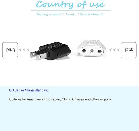 6pcs US/EU American Socket Adapter 2pin 4.0mm European EU to US Plug Power Adapter Converter Electrical Socket Outlet Copper White (9618-White-6pcs) in Saudi Arabia