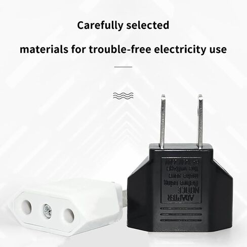 6pcs US/EU American Socket Adapter 2pin 4.0mm European EU to US Plug Power Adapter Converter Electrical Socket Outlet Copper White (9618-White-6pcs) in Saudi Arabia