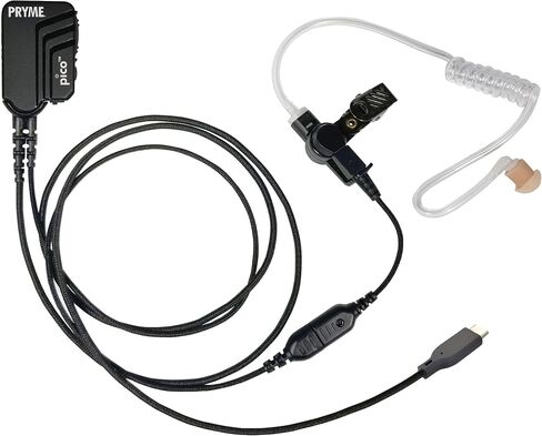 PRYME® PICO مع مجموعة ميكروفون على شكل طية صدر بموصل USB-C مع زر PTT ذكي وألياف مضفرة مع عنصر ميكروفون لتقليل الضوضاء للهواتف المحمولة والأجهزة اللوحية مع سماعة أذن أنبوبية شفافة مضمنة - (PICO-USBC-AT) in Saudi Arabia