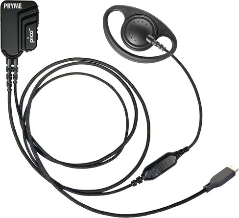 PRYME® PICO مع مجموعة ميكروفون على شكل طية صدر بموصل USB-C مع زر PTT ذكي وألياف مضفرة مع عنصر ميكروفون لتقليل الضوضاء للهواتف المحمولة والأجهزة اللوحية مع سماعة أذن أنبوبية شفافة مضمنة - (PICO-USBC-AT) in Saudi Arabia