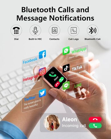 Yoever Fitness Tracker with Alexa, 1.8'' Bluetooth Call Activity Trackers and Smartwatches, SpO2 Heart Rate Sleep Monitor, 100 Sports, IP68 Waterproof Step Calorie Counter Pedometer for iPhone Android in Kuwait