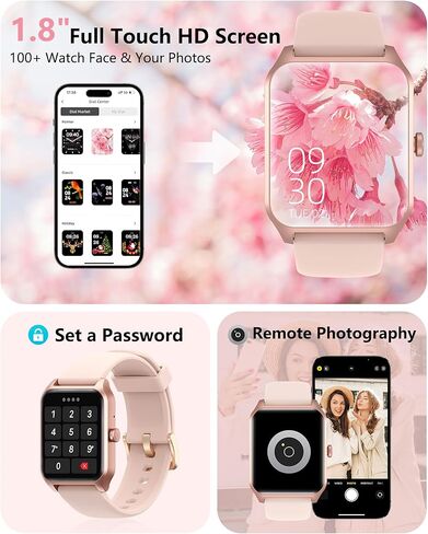 Yoever Fitness Tracker with Alexa, 1.8'' Bluetooth Call Activity Trackers and Smartwatches, SpO2 Heart Rate Sleep Monitor, 100 Sports, IP68 Waterproof Step Calorie Counter Pedometer for iPhone Android in Kuwait