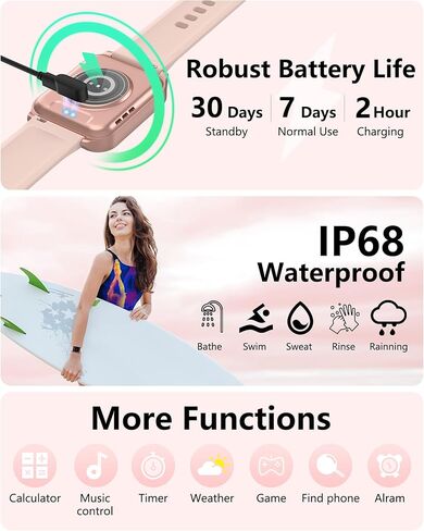 Yoever Fitness Tracker with Alexa, 1.8'' Bluetooth Call Activity Trackers and Smartwatches, SpO2 Heart Rate Sleep Monitor, 100 Sports, IP68 Waterproof Step Calorie Counter Pedometer for iPhone Android in Kuwait