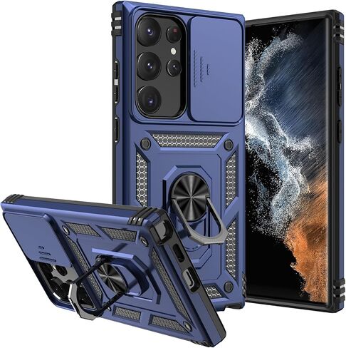 for Samsung Galaxy S23 Ultra Case,S23 Ultra Case,with Camera Cover,[Military Grade] 16ft.Drop Tested Cover with Magnetic Kickstand Protective Case for Galaxy S23 Ultra 6.8 inch, Blue in Saudi Arabia