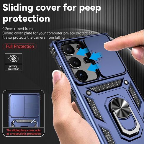for Samsung Galaxy S23 Ultra Case,S23 Ultra Case,with Camera Cover,[Military Grade] 16ft.Drop Tested Cover with Magnetic Kickstand Protective Case for Galaxy S23 Ultra 6.8 inch, Blue in Saudi Arabia