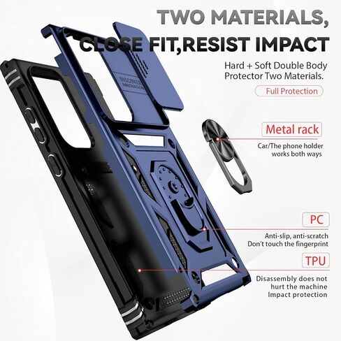 for Samsung Galaxy S23 Ultra Case,S23 Ultra Case,with Camera Cover,[Military Grade] 16ft.Drop Tested Cover with Magnetic Kickstand Protective Case for Galaxy S23 Ultra 6.8 inch, Blue in Saudi Arabia