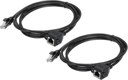 MECCANIXITY 2Pcs Male to Female 5e Network Cable Extension Wire M3 1.8M Length Waterproof for Home Office Networks with Ears in Saudi Arabia