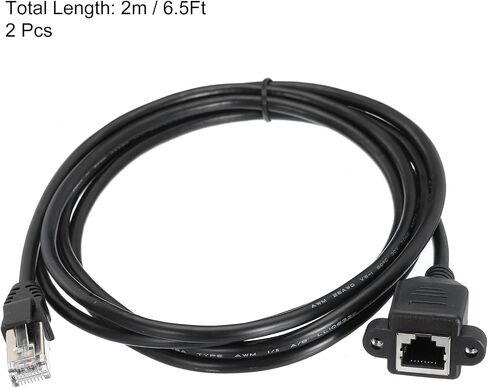 MECCANIXITY 2Pcs Male to Female 5e Network Cable Extension Wire M3 1.8M Length Waterproof for Home Office Networks with Ears in Saudi Arabia