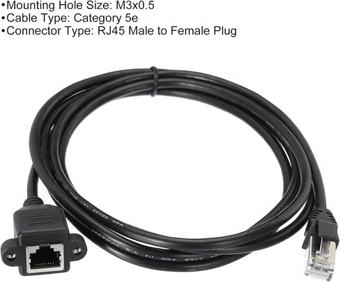 MECCANIXITY 2Pcs Male to Female 5e Network Cable Extension Wire M3 1.8M Length Waterproof for Home Office Networks with Ears in Saudi Arabia