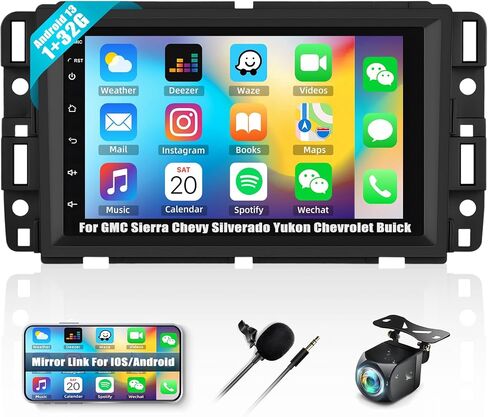 Android 13 Double Din Car Stereo for GMC Sierra Chevrolet Chevy Silverado Yukon Chevrolet Buick with WiFi GPS,7 Inch Touch Screen GMC Sierra Car Radio with Mirror Link,Bluetooth FM/RDS+Backup Camera in Saudi Arabia