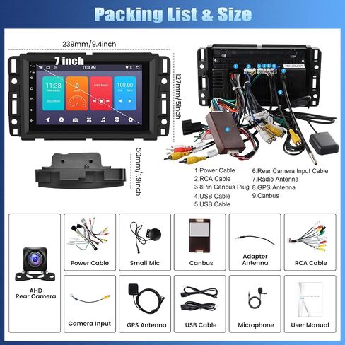 Android 13 Double Din Car Stereo for GMC Sierra Chevrolet Chevy Silverado Yukon Chevrolet Buick with WiFi GPS,7 Inch Touch Screen GMC Sierra Car Radio with Mirror Link,Bluetooth FM/RDS+Backup Camera in Saudi Arabia
