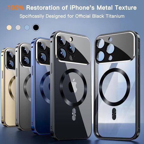[حماية كاملة للكاميرا وقفل ميكانيكي] حافظة خصوصية مغناطيسية لهاتف iPhone 16 Pro Max [متوافقة مع MagSafe] [حلقة معدنية CD] مصد معدني مقاوم للصدمات لكامل الجسم، غطاء زجاجي مضاد للرؤية 9H - ذهبي in Saudi Arabia