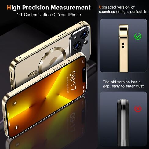 [حماية كاملة للكاميرا وقفل ميكانيكي] حافظة خصوصية مغناطيسية لهاتف iPhone 16 Pro Max [متوافقة مع MagSafe] [حلقة معدنية CD] مصد معدني مقاوم للصدمات لكامل الجسم، غطاء زجاجي مضاد للرؤية 9H - ذهبي in Saudi Arabia
