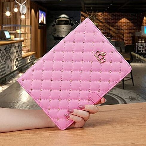 for iPad Air 13 Inch Case M2 (2024), iPad Pro 12.9 Case (6th/5th/4th Gen,2022/2021/2020),Cute Crown Rhinestone Elegant PU Leather Auto Sleep/Wake Stand Protective Case for iPad Air 13" (Pink) in Saudi Arabia