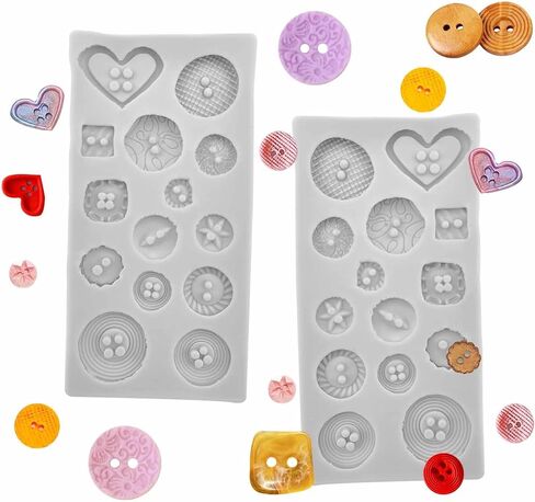 2 قطعة قالب سيليكون بزر دائري، قالب راتنجات الايبوكسي الساحر لقالب صب مجوهرات الراتنج DIY أداة صنع الكعك (وردي) in Kuwait