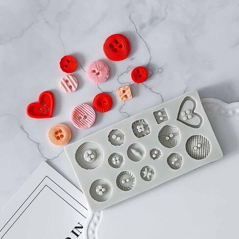 2 قطعة قالب سيليكون بزر دائري، قالب راتنجات الايبوكسي الساحر لقالب صب مجوهرات الراتنج DIY أداة صنع الكعك (وردي) in Kuwait