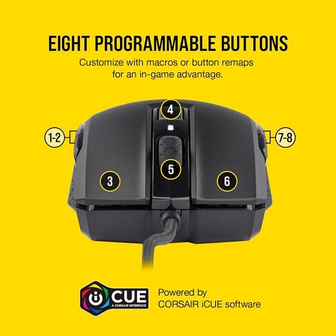 Corsair M55 RGB Pro Wired Ambidextrous Multi-Grip Gaming Mouse - 12,400 DPI Adjustable Sensor - 8 Programmable Buttons - Black in Saudi Arabia