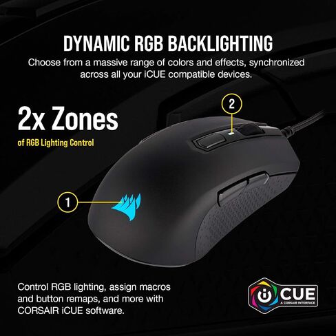 Corsair M55 RGB Pro Wired Ambidextrous Multi-Grip Gaming Mouse - 12,400 DPI Adjustable Sensor - 8 Programmable Buttons - Black in Saudi Arabia