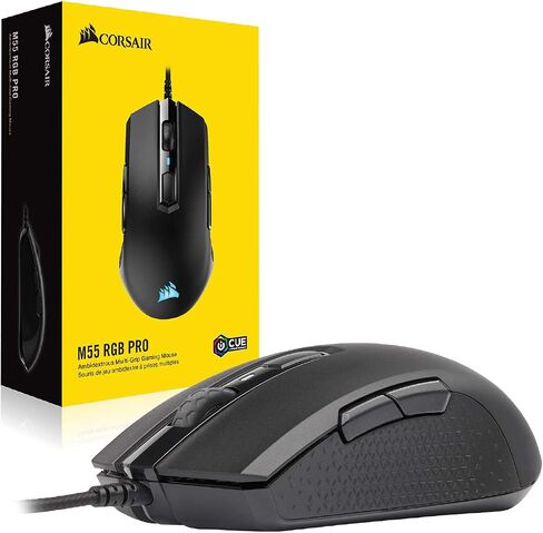 Corsair M55 RGB Pro Wired Ambidextrous Multi-Grip Gaming Mouse - 12,400 DPI Adjustable Sensor - 8 Programmable Buttons - Black in Saudi Arabia