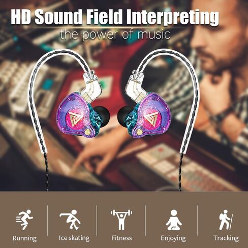 Wired Gaming Earbuds, AK6 PRO in Ear Monitors, Deep Bass Sound Wired Earbuds, HiFi in Ear Headphones with New 1DD 10mm Dynamic Driver, IEM for Music Gaming Video Calling (Purple) in Saudi Arabia